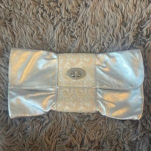 Beautiful leather silver and gold clutch